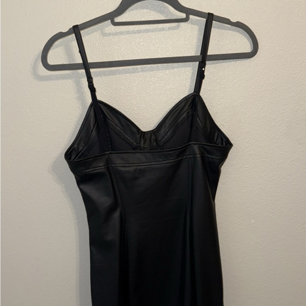 Free People Black Faux Leather Mini Dress